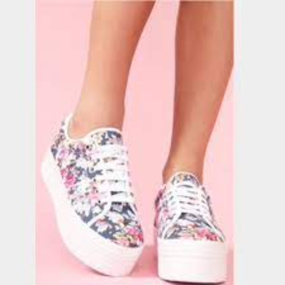 Jeffrey Campbell Floral Platform Sneakers, UK8